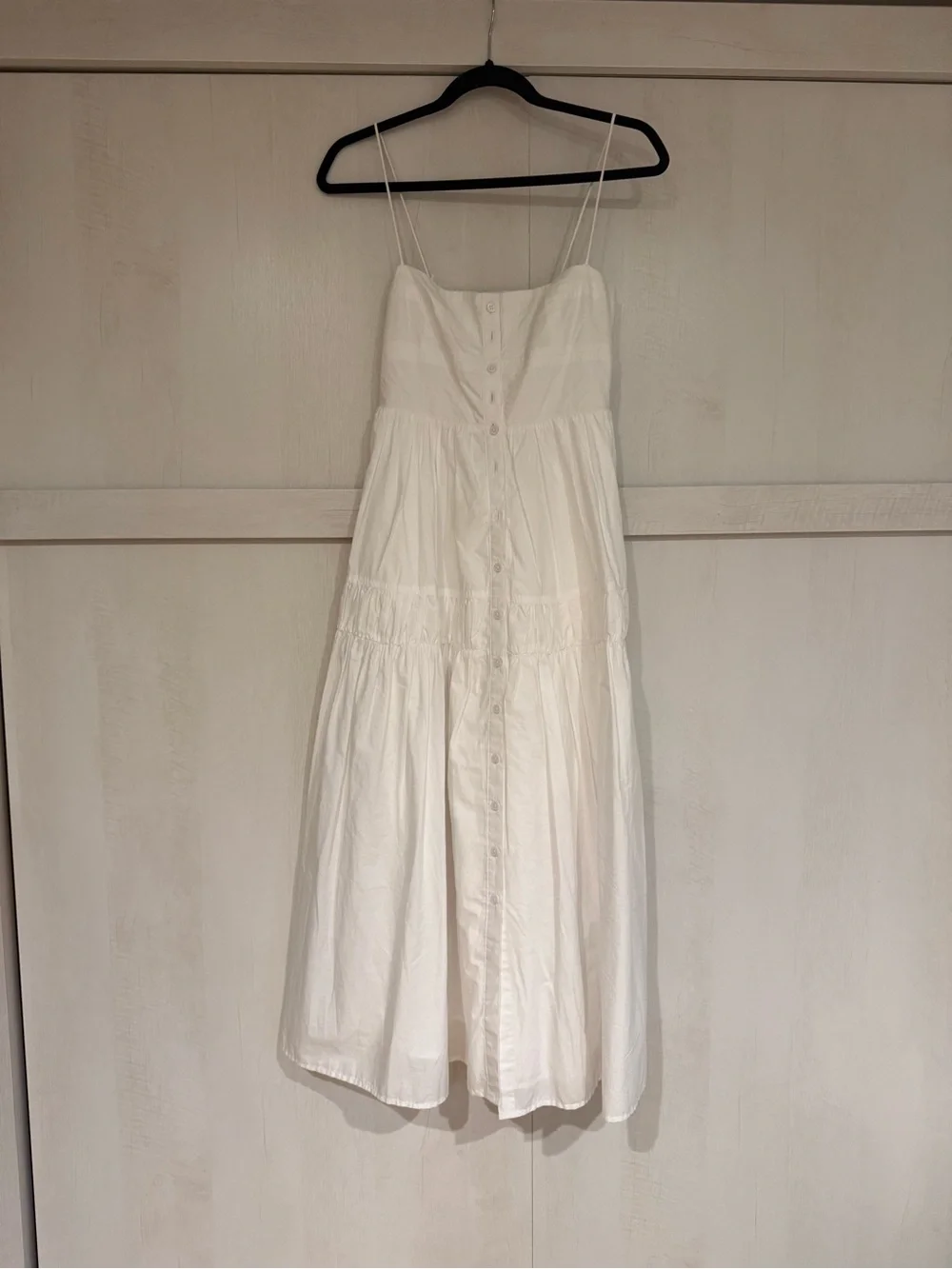 J. Crew White A-Line Midi Skirt with Button Front